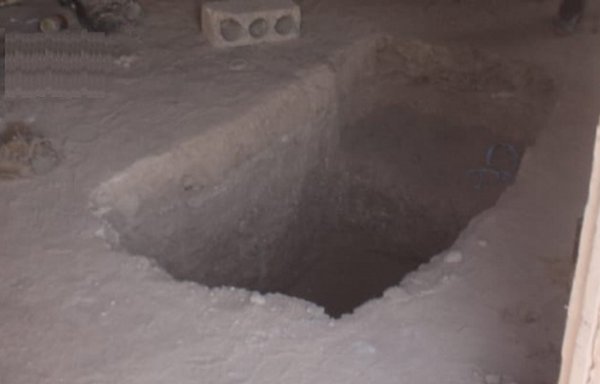 The entrance to a tunnel excavated by IRGC-backed militias in the Palmyra area of eastern Syria is seen here in a screenshot from Syria TV.