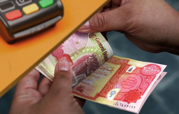 A bank teller counts cash in this October 25 photo posted by Al-Rafidain National Bank.